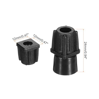 uxcell 4 Set Leveling Feet, M5x12x12mm Plastic Adjustable Furniture Leg Leveling Square Tube Insert Screw-in Glide Levelers for Table Chair Furniture, Black - size: M5x12x12mm