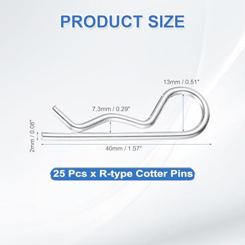 50pcs Heavy Duty Hitch Pin Clip R Clips (M2 x 40mm) - Spring Retaining Wire Cotter Hair Pins, for Trailer Locking Lawn Mowers Tractor Carts Truck - size: M2x40mm