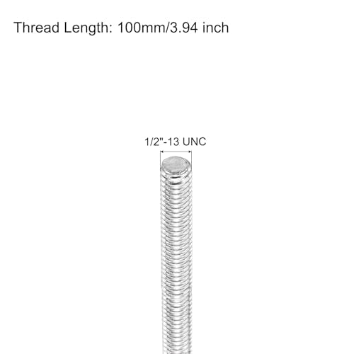 MECCANIXITY Fully Threaded Rod 1/2"-13 UNC Thread Pitch 304 Stainless Steel Right Hand Threaded Rods Bar Studs,3.94 inch 4 Pack - size: 1/2"-13 UNC x 3.94 inch