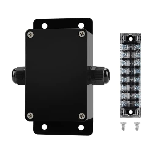 ABS IP67 Waterproof Dustproof Electrical Junction Box, with 15A 600V Barrier Terminal Cable Connector, 1 in/1 Out Power Junction Box（3.93 * 2.67 * 1.96in） - size: 1T1 3.93" x 2.67" x 1.96"
