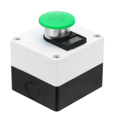 uxcell Mushroom Emergency Stop Switch Station Industrial, Green