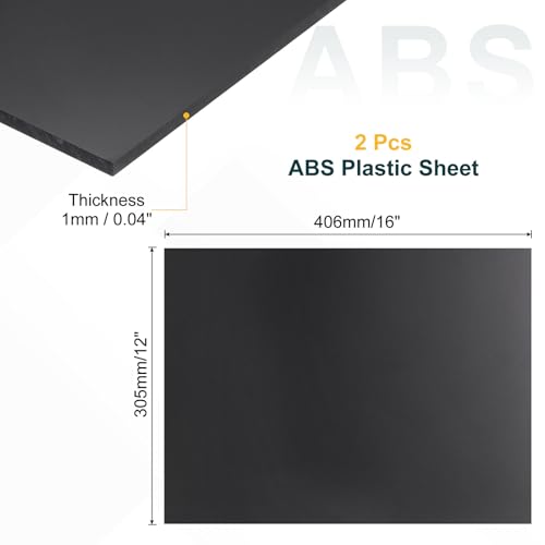 uxcell 2 Pack ABS Plastic Sheet, 0.04" Thick 12"x16" Flexible Hard Plastic Sheet, Heat Moldable Panel for DIY Crafts Home Decoration, Black - color: Black, size: 0.04"x12"x16"
