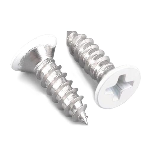 White Head Screws,100 PCS #6X1/2 Stainless Steel Phillips Flat Head Screws - color: White, size: #6x1/2"