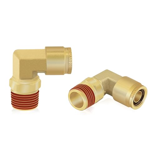 2 PCS DOT Quick Connect Air Fittings 1/2" Tube OD x 3/8" NPT Elbow - size: 1/2" Tube OD x 3/8" NPT - 2 PCS
