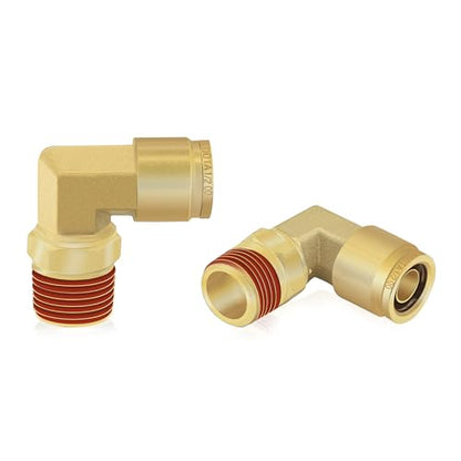 2 PCS DOT Quick Connect Air Fittings 1/2" Tube OD x 3/8" NPT Elbow - size: 1/2" Tube OD x 3/8" NPT - 2 PCS