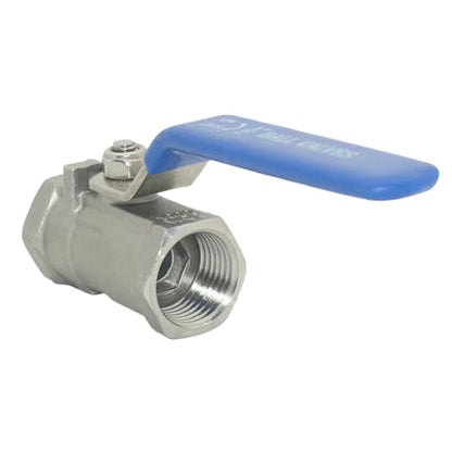 VARMHUS 1/2" Stainless Steel 304 Ball Valve 1Pc Type NPT Female Threaded with Heavy Duty Blue Vinyl Insulation Handle,CF8M Ristricted Flow,1000 WOG (1/2") - size: 1 Piece 1/2 inch