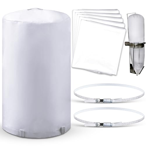 MotiMind 8 Pcs Dust Collector Bags and Band Clamps Set, Filter Replacement Bag, Fit for Dust Collector Woodworking with Diameters from 18-7/8 to 19-27/64 (1.97mil)