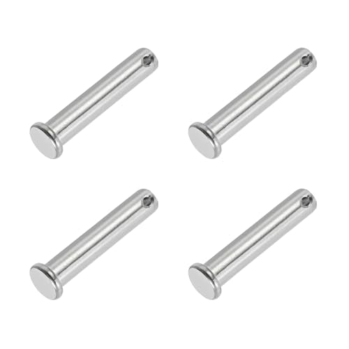 PATIKIL 10 x 50 mm Single Hole Clevis Pins, 4 Pcs 304 Stainless Steel Flat Head Pin for Hitch Pin Lock Link Hinge Systems, Silver - size: 10 x 50 mm