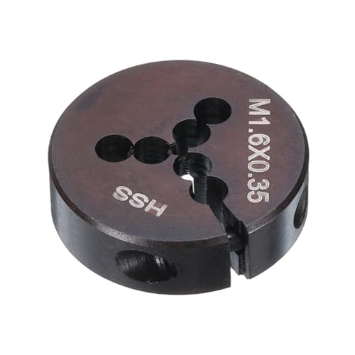 HARFINGTON Round Threading Die M1.6 x 0.35 Metric Thread 20mm OD Adjustable Right Hand High-Speed Steel (HSS) Round Die Screw Thread Cutting Die for Thread Repair - size: M1.6 x 0.35