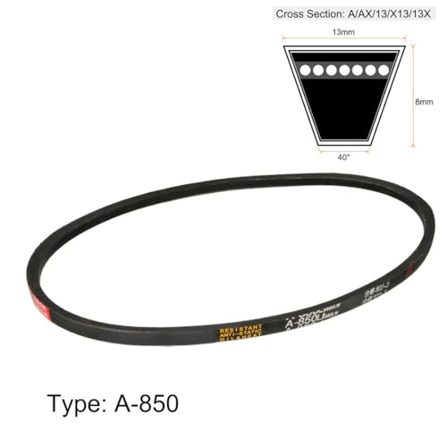 uxcell A850 V-Belts 850mm Inner Girth 13mm Top Width 8mm Thickness A-Section Rubber Drive Industrial Transmission Belt - size: 850mm