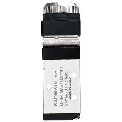 Baomain Pneumatic Mechanical Valve MSV-86522PPL 1/4"PT 2 Position 5 Way Momentary Flat Button - size: Red Flat Button (5-Way)