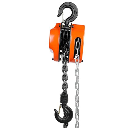 VEVOR Hand Chain Hoist, 1 Ton 2200 lbs Capacity 20 FT Come Along, G80 Galvanized Carbon Steel with Double-Pawl Brake, Auto Chain Leading & 360° Rotation Hook, for Garage Factory Dock - size: 1T 20FT