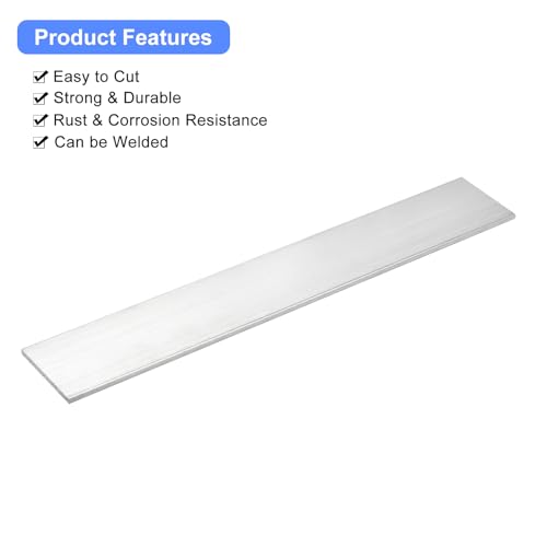 uxcell Square Aluminum Flat Bar, 2pcs 1/8" Thickness 2" Width 12" Length Square Aluminum Bar 6061 Aluminum Flat Plate, 3 x 50 x 305mm T6511 Solid New Mill Stock - size: 1/8" x 2" x 12"