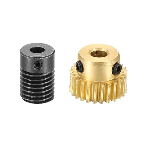 uxcell Worm Gear Set Right Rotation 25T 0.5 Module 1:25 Reduction Rate - size: Gear-4mm, Rod-5mm Bore, style: 0.5M-25T