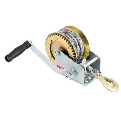 JOIKIT 1600 Lbs Heavy Duty Hand Crank Winch with 15m 49Feet Steel Cable - size: 1600 LBS