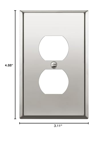 ENERLITES Duplex Receptacle Metal Wall Plate, Mid-Size Polished Chrome - color: Polished Chrome, size: Midsize