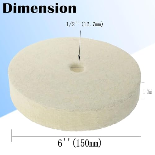 6 Inch Hard Felt Buffing Wheels with 1/2" Arbor Hole - style: 6'' Wool Buffing Wheel