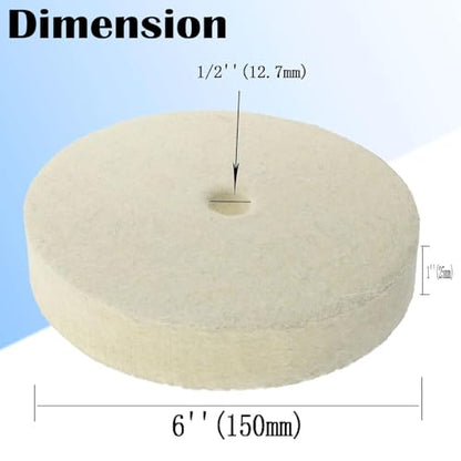 6 Inch Hard Felt Buffing Wheels with 1/2" Arbor Hole - style: 6'' Wool Buffing Wheel