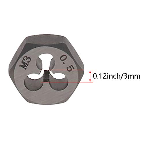 Utoolmart Hex Rethreading Die, M3 x 0.5 Pitch, Carbon Steel Thread Die, Hex Rethreading Die Machine Thread Die, Hexagon Taper Pipe Die, 1 Pcs - size: M3×0.5 Standard Teeth