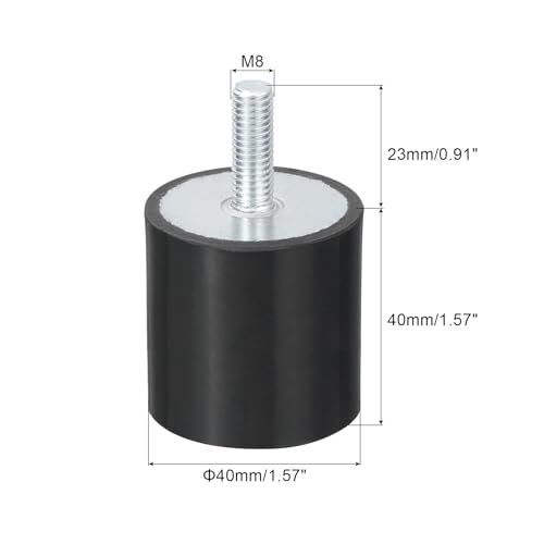 uxcell M8 Thread Rubber Mounts, Vibration Isolators, Cylindrical Shock Absorber with Studs 40 x 40mm 8pcs - size: M8x40x40mm