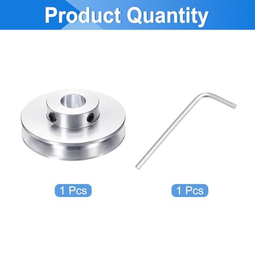 uxcell 1Pcs Single Groove Pulley, 12mm Fixed Bore 50mm Outer Diameter Aluminum Alloy Mechanical Belt Pulley with Hex Wrench for 6mm PU Round Belt - size: 12mm Bore, 50mm OD