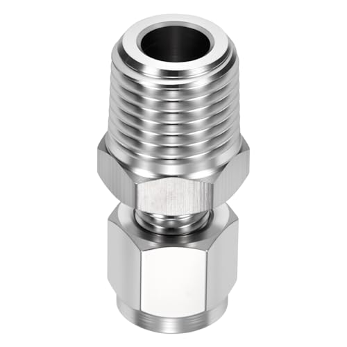 1/8"OD Compression x 1/4" NPT Male Union Coupling Connector - size: 1/8"OD Compressionx1/4" MNPT