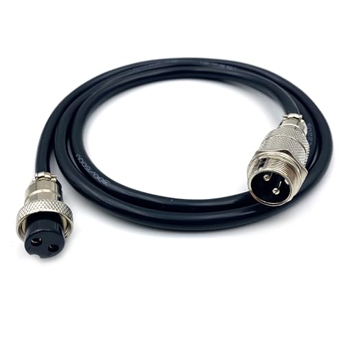 3.28 ft GX16 2 Pin Male to Female Cable, GX16 2Pins Female to Male Head Aviation Cordset Electrical Connector Panel Mount Circular Metal Adapter Cordset for Ships 7A 220V 18AWG (1meter) - size: GX16 2Pin