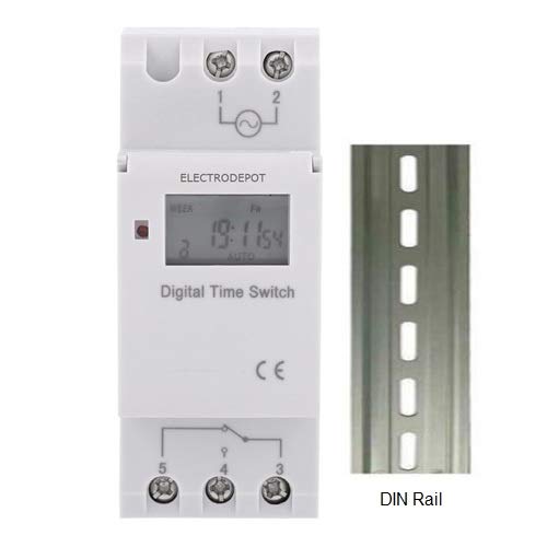 Programmable 7 Day, 24 hrs Timer 24V 16A Relay Switch, DIN Mount 1 Channel