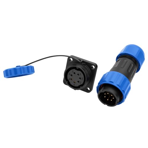 TY20 7 Pin 5A Male Female Waterproof Connector, M20 Thread, Cable Plug Socket Solder-Free for 250V Power Outdoor Device DIY Boat Surfboard - color: Screw Mount, size: 7 Pin 5A