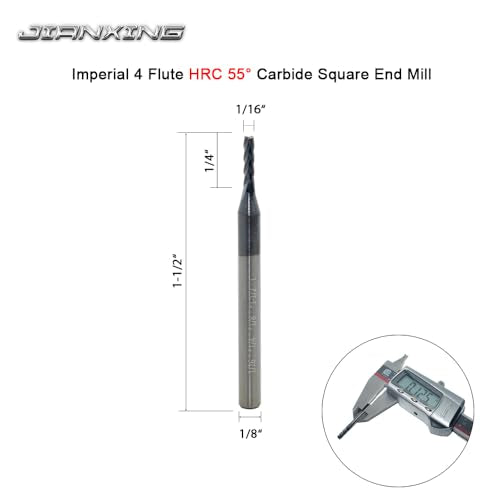 1/16" Carbide Square End Mill, 4 Flute, AlTiN Coating, 4 Pcs - size: 1/16" (4 Pcs), style: For Alloy Steels