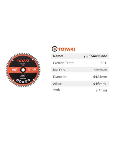 7-1/4 Inch Circular Saw Blade, 60-Tooth TCG for Cutting Aluminum - size: 7-1/4"_60T_arbor(16mm)