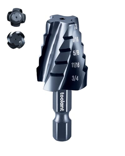 toolant Mini Step Drill Bit, 1", 1/2"-3/4", M2 HSS, 1/4" Hex Shank - size: 1/2"-3/4"