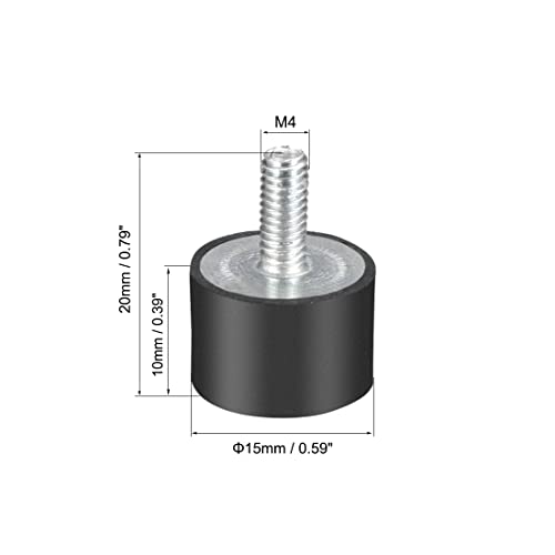 uxcell M4 Thread Rubber Mounts,Vibration Isolators,Cylindrical Shock Absorber with Studs 15 x 10mm 4pcs - size: M4x15x10mm