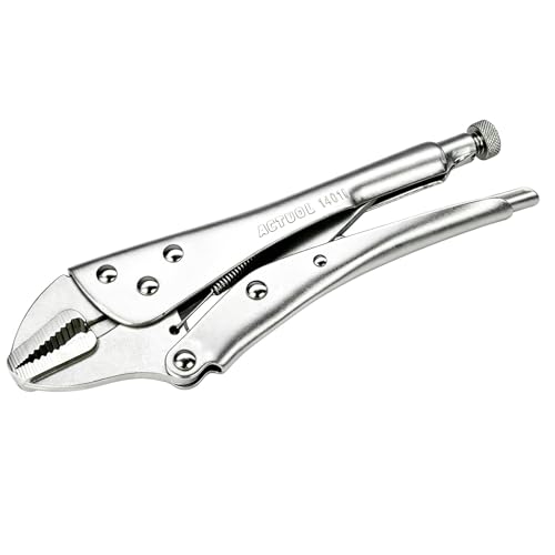 Curved Jaw Locking Pliers 10-Inch, Adjustable Vise Grips with Wire Cutter, Chromium-Vanadium Steel Vice Grips for Clamping, Welding, and Pipe Work - size: 10-Inch