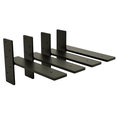 Free Hanging Shelf Bracket Multi-Pack –Heavy-Duty Metal Floating Shelf Support Brackets for Wood Shelves – Hidden Wall Mount Hardware for Modern, Rustic Industrial Shelving (4 Pack, 14 x 3/8 Inches) - size: 14 x 3/8 Inches, style: 4 Pack