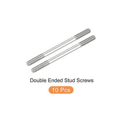 METALLIXITY Double Ended Stud Screws (M3 Thread 50mm Length) 10pcs, 304 Stainless Steel Dual Threaded Rod Bolts - for House Maintenance - size: M3x50mm