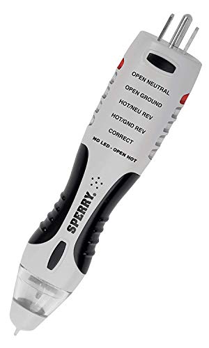 Sperry Instruments VD7504GFI DualCheck 2-in-1 Non-Contact Voltage Detector + GFCI Outlet Circuit Analyzer, 360° Visual & Audible Indicators, 50-1000V AC, 250 lb. Crush Rating
