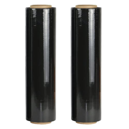 2 Roll 18" x 1100 feet Stretch Film-Wrap 80 Gauge Industrial Strength Stretch 20 Microns Durable for Moving Packing Packaging Heavy Duty Warehouse Shrink Film (Black) - color: Black, size: 2 PACK