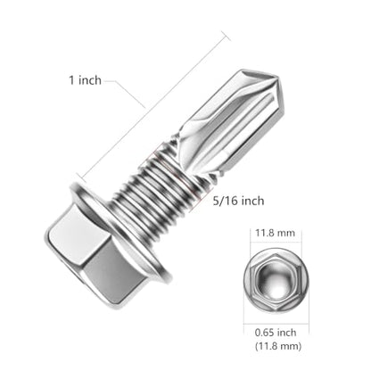 Wensilon 2lbs 5/16×1" Stainless Steel Self Drilling Screws, 70 PCS - color: Silver, size: 5/16×1"