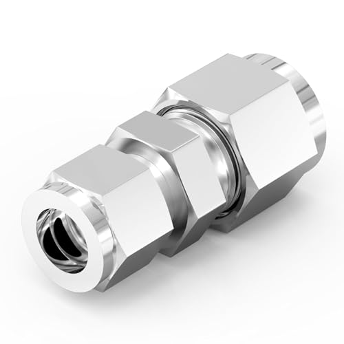 TAISHER 5PCS 304 Stainless Steel Compression Tube Pipe Fitting Connector, 3/8" Tube OD x 1/4" Tube OD - size: 3/8" OD x 1/4" OD