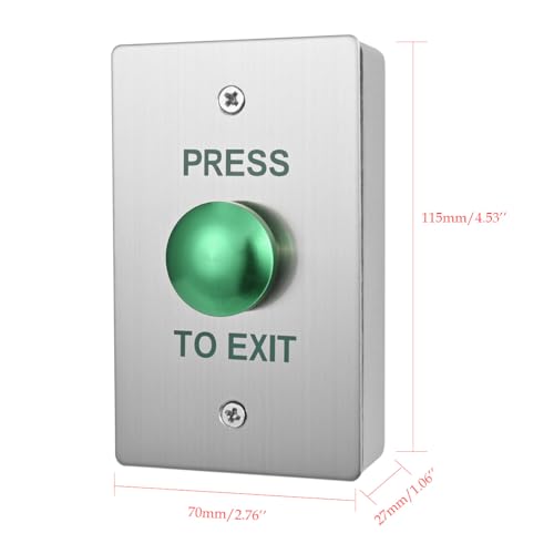 Push to Exit Button for Door Access Control Big Press Button Waterproof Stainless Steel Shell with Back Mounted Box NO/COM Output - color: 4.5''x2.8'' with Box