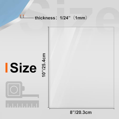 KINLINK 8x10 Plexiglass Sheets 1/24 inch Thick, 1mm Clear PET Plastic Sheet for DIY Project, Craft, Table Top, Picture Frame, Acrylic Sign and Wedding Invitation 2 Pack - size: 8 x 10, 1mm