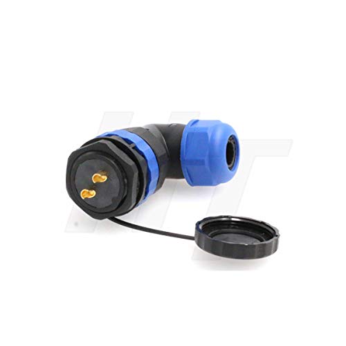 HangTon HE29 2 Pin Plastic Waterproof Connector Threaded Outdoor Industrial Electrical Power Circular Male Female Angled Wire Cable Plug + Panel Socket (2 pin) - size: 2 pin