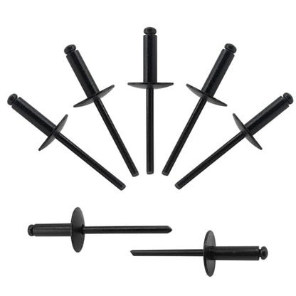 ALLCLEAN 100pcs All Black Large Flange Blind Rivets,3/16 * 5/8" Open End Aluminum Rivets,4.8 * 16 Pop Blind Rivet - color: ALL Black, size: 3/16"*5/8"