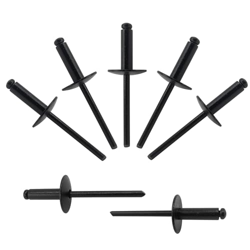 ALLCLEAN 100pcs All Black Large Flange Blind Rivets,3/16 * 5/8" Open End Aluminum Rivets,4.8 * 16 Pop Blind Rivet - color: ALL Black, size: 3/16"*5/8"