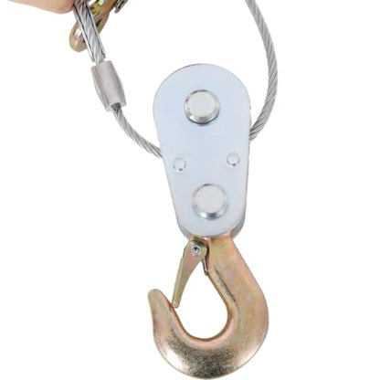 Hand Winch Puller with Double Gear, 3 Hooks, 12FT Cable, Ratchet System for Easy Hand Pulling