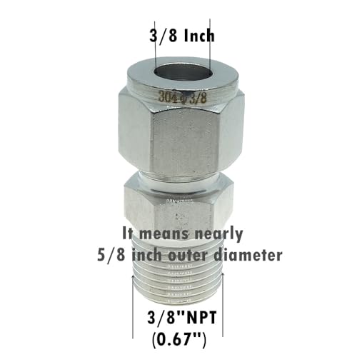 3 Pcs 3/8" Tube OD x 3/8" NPT Male Pipe Double Ferrule Compression Fitting Straight Adapter Connector 304 Stainless Steel,1000 Psi - size: 3/8"OD x 3/8"NPT, style: 3 pcs