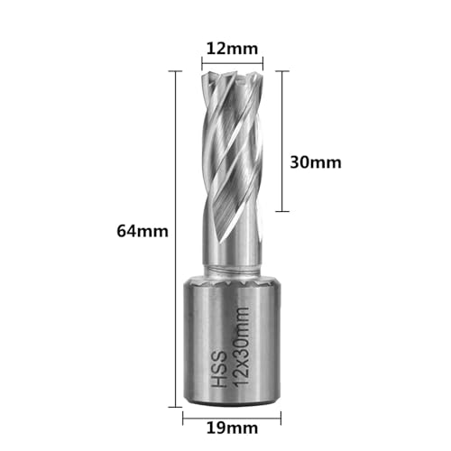 Shank HSS Annular Drill Bit 12-42x30mm TiN Coated Hollow Drill Bit for Metal Cutting Weldon Shank Core Drill Bit - size: 12x30mm