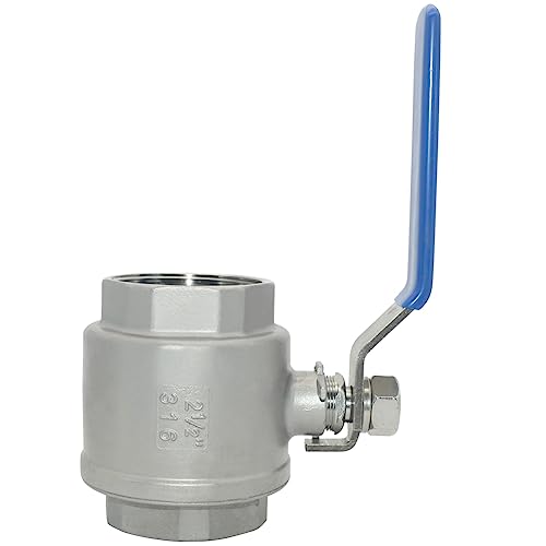 DAN SPEED 2-1/2" NPT Female 316 Stainless Steel Full Port Ball Valve Vinyl Handle WOG1000 (2-1/2 inch) - size: 2-1/2 inch 1 piece