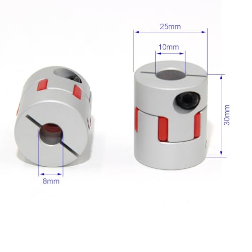 8mm to 10mm Bore Aluminium Plum Flexible Shaft Coupling Servo Stepper Motor Jaw D25xL30 Connector Flexible Shaft Couplers for 3D Printer/CNC Machine/DIY Encoder, 2pcs/Pack(8mmx10mm) - size: 8mmx10mm